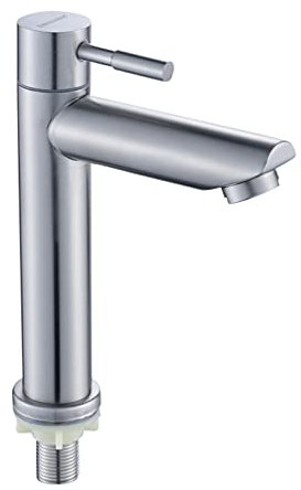 QOXEZY Kaltwasserhahn klein Kaltwasser Gäste-WC Einhebel-Mischbatterie 304 Edelstahl Waschbecken Badezimmer Einhand Standarmatur