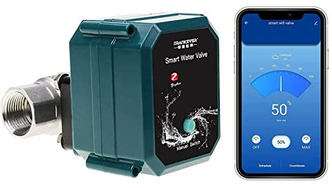 FrankEver Zigbee Water Valve Controller, Wireless Water Timer Automatic Irrigation Watering Timer IP65 Waterproof, USB Powered, Control by Smartphone, Compatible with Alexa Google Home, BSP 3/4 DN20