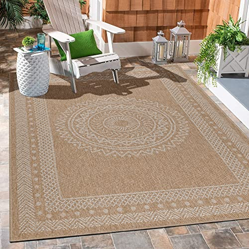 Carpetsale24 In & Outdoor Läufer Teppich 80x150 cm – Wetterfester Flachgewebe Balkon Teppich in Jute-Optik – Pflegeleicht für Küche, Flur & Terrasse