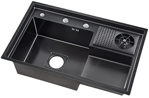 Barspülen, Stufenspüle, Hochdruck-Becherwaschanlage, handgefertigtes Unterbauwaschbecken, 304-Edelstahlspüle mit Beschichtung, Barspüle, Schwarz (Schwarz 78 x 48 x 24 cm)