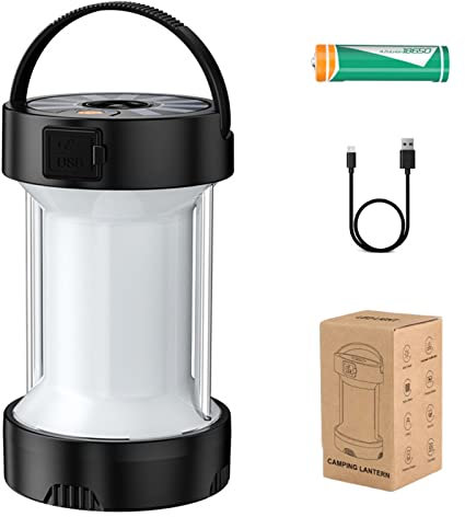 LED Campingleuchte, Superhelle Tragbare ABS Schwarz Batteriebetriebene Notlampe Aufladbar Laterne Notfall Ausrüstung Stromausfall Suchscheinwerfer Licht Zeltlampe für Angeln Abenteuer Wandern