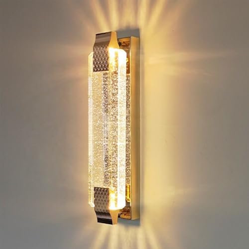 Comely Wandleuchte Innen Moderne, Kristall Wandlampe Innen Gold 12W, 3000K Warmweißes Licht Wandbeleuchtung LED für Wohnzimmer, Schlafzimmer, Treppen, Flur