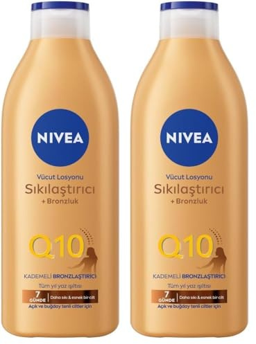 NIVEA Q10 Firming Plus Radiance Gradual Tan (400 ml), Firming Cream with Q10, Supports a Gradual Tan, Tanning Moisturiser for a Sun-Kissed Radiant Glow (Pack of 2)