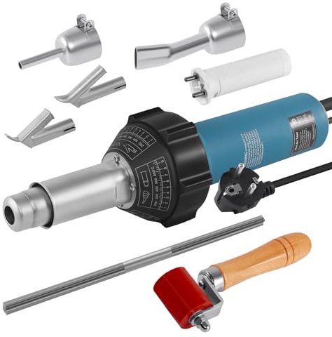 KayEsampra Torcia elettrica ad aria calda da 110 V 1600 W, in plastica, pistola per saldatura, saldatrice a gas caldo con ugelli e aste in PE/PVC
