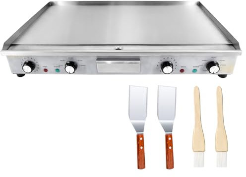 MOOTACO Plancha Parrilla eléctrica comercial de acero inoxidable,73cm con control de temperatura regulable 50~300℃ para restaurante, lugares público,barbacoa