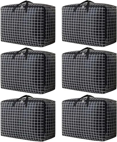 Yolispa Lot de 6 sacs de rangement de 105 l - Grand sac de rangement étanche avec fermeture éclair et poignée - Pour couettes, sous-lit, rangement de vêtements, déménagement, camping