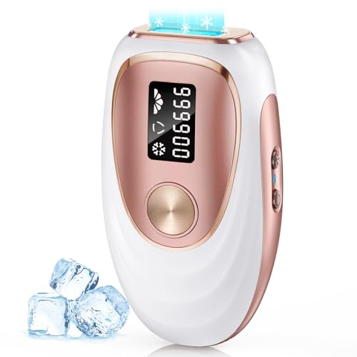 Oreeth IPL Laser Hair Removal Device for Women & Men - Home 45°F Ice-Cooling Contact for Painless & Long-Lasting Results, 86% Hair Reduction in 3 Weeks for Full Body & Bikini Line, Gold