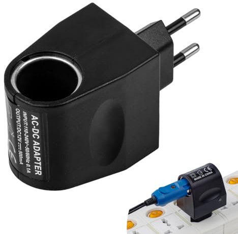 teasteam Adattatore da 12V 500mA per Accendisigari, Trasformatore AC 90V-240V a DC, Adattatore di Alimentazione Universale per Auto, Mini Frigorifero, GPS e Videocamere