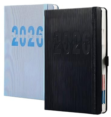 Fickkalender 2026 liten 14 x 21 cm format Herlitz kalender 2026 Style Agenda 2026 dagars avdragskalender engelsk kalender 2026 liten med 400 sidor inbunden blå och svart
