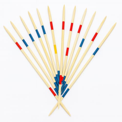 Globly Shanghai Mikado - Juego de Palos de Madera con Caja | Juego de Habilidad y concentración para niños y familias 31 palitos de Colores