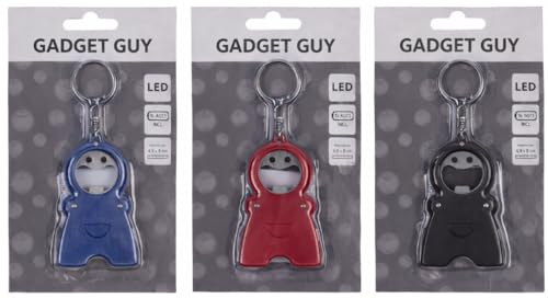 Multi Tool Keyring Bottle Opener with LED Light & Mini Tape Measure 4.9 x 8cm, Pocket Keychain Tool Compact Gadget, 3 Assorted Colours One Supplied, Small Gadget Gift for Men Women Camping Travel