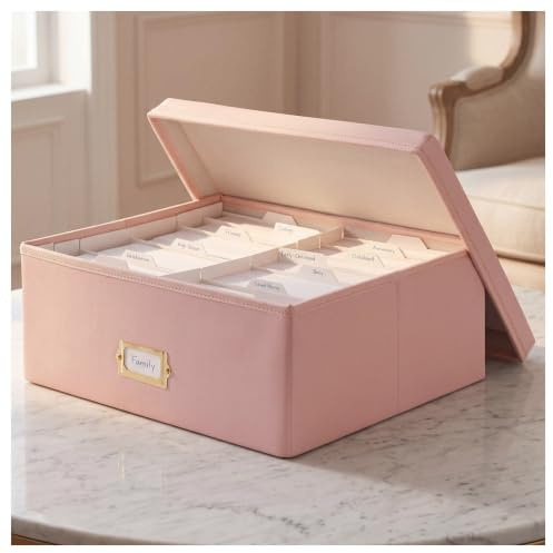 INMAKER PU Leather Photo Storage Box, Decorative 4x6 Photo Storage Box