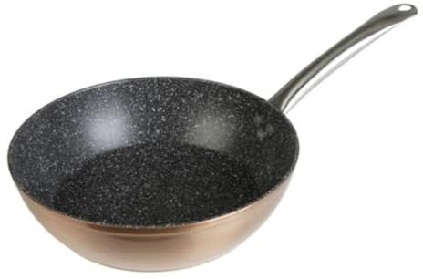 WECOOK! Professional Tiefe Bratpfanne 20 cm, Ökologischer Antihaft-Stein ohne PFOA, Geschmiedetes Aluminium, 2,8 mm Dick, Kupfer, Edelstahl-Griff, Vitrokeramik, Gas, Ofen