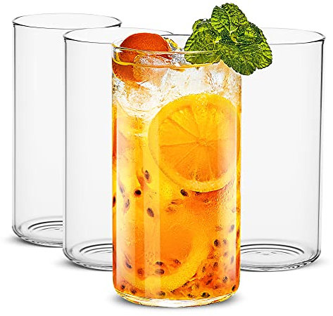LUXU Drinking Glasses 19 oz, Thin Highball Glasses Set of 4,Clear Tall Glass Cups For Water, Juice, Beer, Drinks, and Cocktails and Mixed Drinks