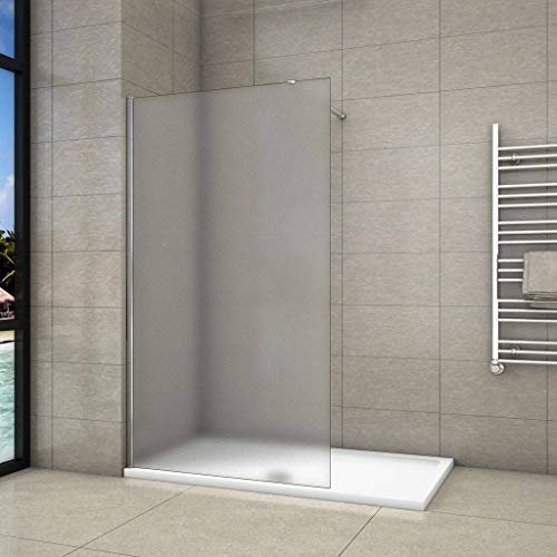 Walk In Parete Per Doccia Vetro Temperato 8mm Anticalcare Satinata-Opaca 80x200 cm Barra Stabilizzatrice da 90 cm