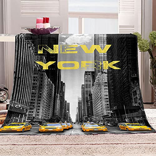 HYZSM Wohndecken Kuscheldecken 130x150cm,Kuscheldecke Flauschig Weich Flanell Warm Microfaser 3D New York Drucken,Decke Haus Büro Draussen für Sofa/Bett/Camping/Garten