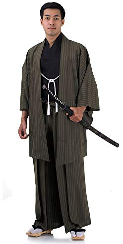 PRINCESS OF ASIA Japan Samurai Kimono Set 3 Teile Kendo Gi + Hakama + Haori M L XL (Braun & Schwarz)