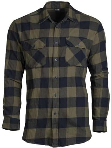 Mil-Tec Holzfällerhemd Herren leicht • Karohemd Herren aus 100 % Baumwolle • 2 Brusttaschen, gerader Schnitt • Freizeithemd Herren • Kariertes Hemd in Mehreren Farben & Größen