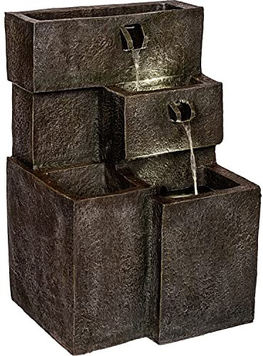 STILISTA Gartenbrunnen Wassertreppe 75 x 48 x 42 cm, mit LED Beleuchtung, inklusive Pumpe