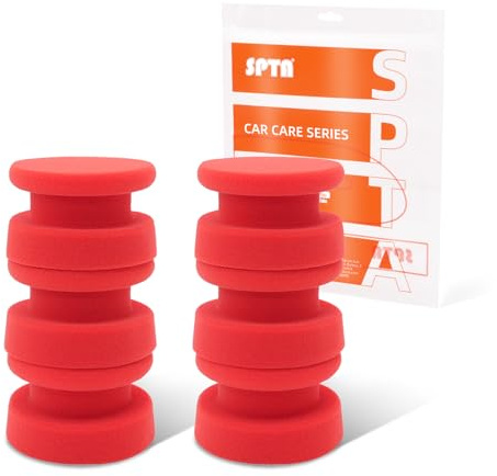 SPTA Almohadillas aplicadoras de espuma, almohadillas de esponja para pulir a mano de forma redonda, kit de almohadillas de pulido para encerar, pintura de pulido, limpieza de vidrio cerámico