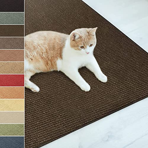 KARAT Paillasson en Sisal pour Chats,Tapis Griffoir,Tapis de grattage pour Chats,Tapis à griffer,Tapis à gratter résistant,Protection pour Meubles et Le Bien-être du Chat (Marron foncé 60x80 cm)