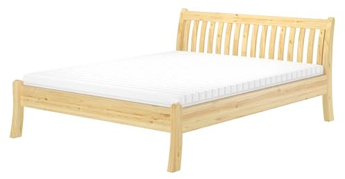 Gästebett Doppelbett Echtholzbett 180x200 hohe Sitzkante Kiefer massiv weiß V-60.61W-18, Ausstattung:Federholzrahmen und Matratze inkl.