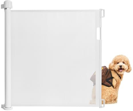 XINZI Trappskyddsgaller, 0–150 cm, utdragbar trappskyddsgaller för barn, katt, husdjur, PVC-trappskyddsgaller för trappor, dörrar, kök, inomhus och utomhus (vit)