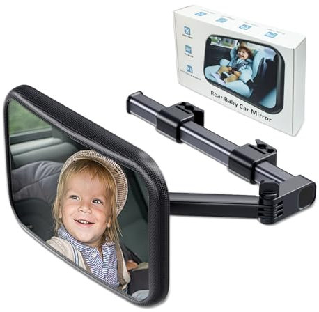 Spiegel Auto Baby Rückbank,Rückspiegel Baby Auto mit Metall Clip,360°Drehbar Bruchsicherer Baby Spiegel Auto Rücksitz,Dehnbar Groß Vision Auto Spiegel für Baby,Passt in die Meisten Autos