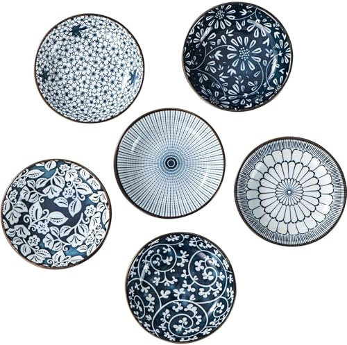 GXIQYL 6 Stück Keramische Tauchschalen, kleine Tauchschalen Sojasauce Schalen, Set von 6 Tapas Schalen Set für Sushi Snack Öl und Sojasauce