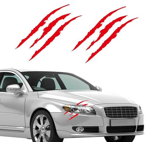 Monster Klaue Auto Aufkleber, Personalisierte Aufkleber Auto, Wasserfeste Auto Sticker, Wilder Autoaufkleber Dekoration, Geeignet für Motorrad Motorradhelm Skateboard (Rot)