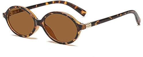 LJCZKA Retro Ovale Sonnenbrille Unisex Klassische Mode 90er Runde Ovale Kleine Sonnenbrille mit UV400 Schutz