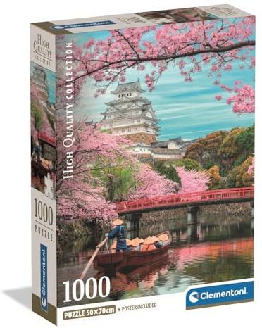 Clementoni - Puzzle pour Adultes 1000 Pièces, HQC Himeji Castle in Spring Compact Box, Fabriqué en Italie, 39982