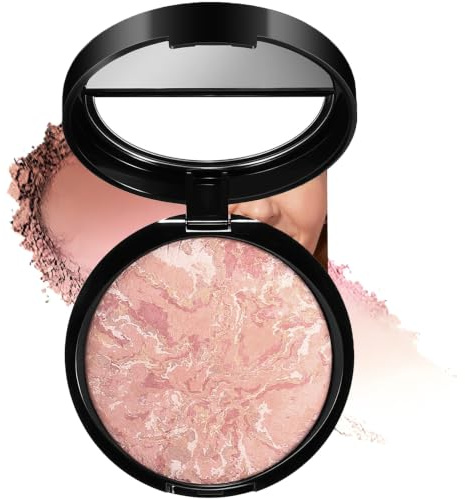Pressed Face Powder Compact, Fair Multi-Tone Marbled Blend, Luminous Finish | Light Pink, Peach, Pale Cream And Soft Beige Shades, Buildable Colour, Built-In Mirror, Daily Make-Up And Travel Touch-Ups