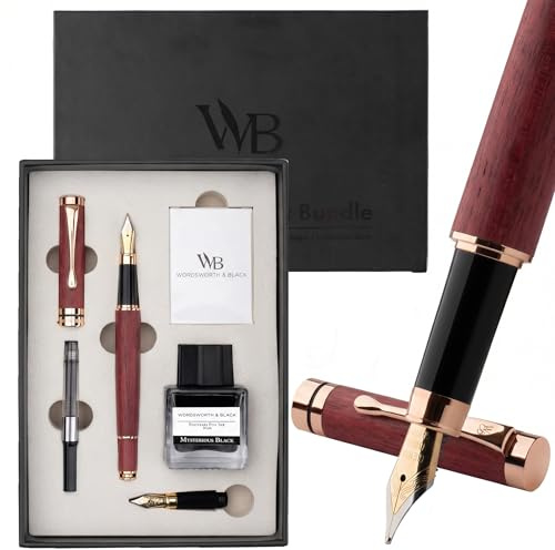 Wordsworth & Black Bamboo Wood Fountain Pen Set, Medium, Extra Fine Nib