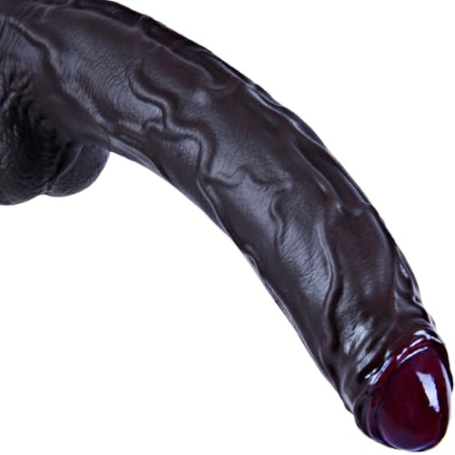 Dildo realistico da 28 cm con prepuzio, nero non circonciso, ventosa potente, silicone a doppia densità, stimola punto G e prostata, lunghezza XXL extra, unisex