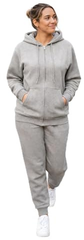 True Face Women's Tracksuit Set Long Sleeve Zip Up Hoodie Sweatshirt with Joggers Pants Casual Ladies Two Piece Gym Training Outfit Grey M