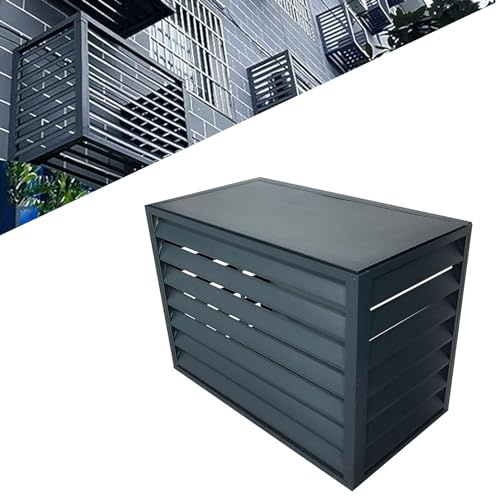Utomhus värmepumpskydd 110 x 80 x 60 cm – luftkonditorns sekretesstaket Sn, Louvered Design, brusreducering och estetisk fasadskydd för 2-3-pack enheter