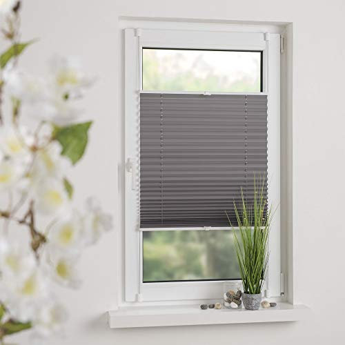 OBI Klemmfix Plissee Easyfix-Thermo-Plissee grau verspannt | 120 x 130 cm | Energieeffizient