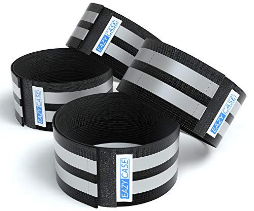 EAZY CASE 4 x Reflektorband, Reflektoren Set, reflektierendes Klettarmband, Sicherheitsarmband, Reflektorenbänder - ideal zur Erhöhung der Sichtbarkeit, Schwarz