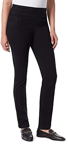 GLORIA VANDERBILT Women's Amanda Pull On High Rise Jean, Black Rinse, 14 Regular