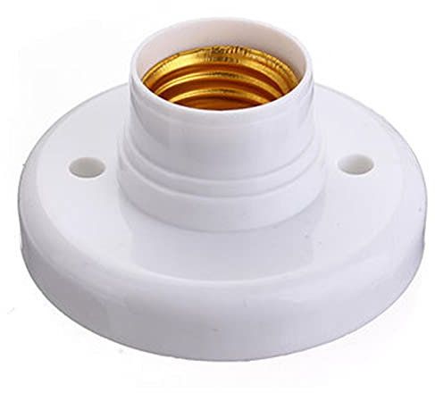 2 Pezzi Portalampada E27, Supporto per Lampada da Parete, Base in Plastica Rotonda Con Viti, Attacco a Muro