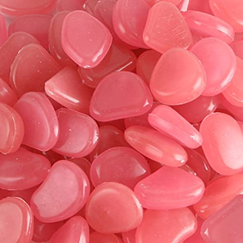 MOCNT 300 Pezzi Rosa Pietre Luminosi Ciottoli Luminosi Fluorescenti Luminose Incandescenza nel Buio Pietre Rocce Ghiaia per Giardino Passerella Acquario Decorazione