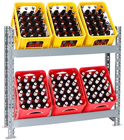 PROREGAL Getränkekistenregal Tegernsee extra-breit grau | 6 Kästen | HxBxT 100x110x30 cm Kistenregal Kastenregal Wasserkastenregal Getränkeregal