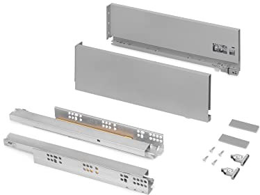 Emuca - Vertex Schublade 40 kg Höhe 131 mm, Tiefe:400mm, Grau metallic, Stahl, 1 St.