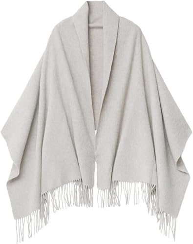 PFLife Sciarpa di Cashmere Per Le Donne 80'' * 27'' Regalo Pashmina Scialli e Wraps Spessore Oversize Inverno Morbido e Caldo (A-Bianco Grigio)