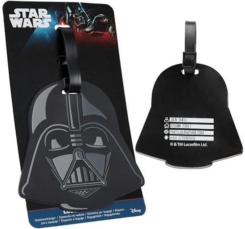 Disney Etiquetas para Maletas - Etiqueta de Identificación de Equipaje para Viajes Accesorios (Negro Darth Vader)
