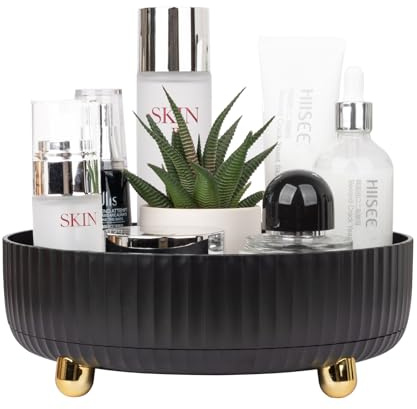 Bandeja organizadora de perfume de maquillaje con rotación de 360 grados, organizador de loción para el cuidado de la piel, almacenamiento de cosméticos giratorios para tocador, encimera de baño,