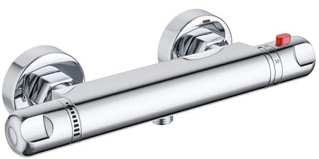 DEPTUNA Duscharmatur mit Thermostat,Mischbatterie mit Thermostat,Badewannenarmatur mit Thermostat,Armatur Dusche mit Thermostat,Chrom,Messing