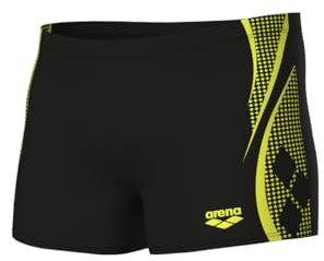ARENA Bañador Corto Feel para Hombre Graphic, Black-Soft Green, 90