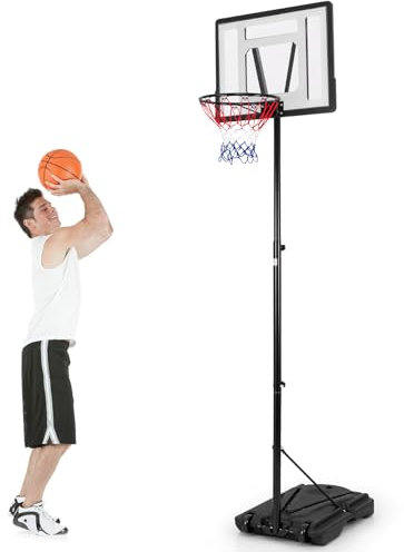 COSTWAY Basketballkorb Outdoor, Basketballständer 172-305cm höhenverstellbar, Korbanlage mit abnehmbarem Mittelrohr & Ständer, Korbsystem Basketballanlage für Kinder Erwachsene